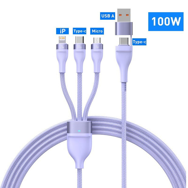 3 In 1 USB C Cable For IPhone 14 Pro 11 Charger Cable 100W