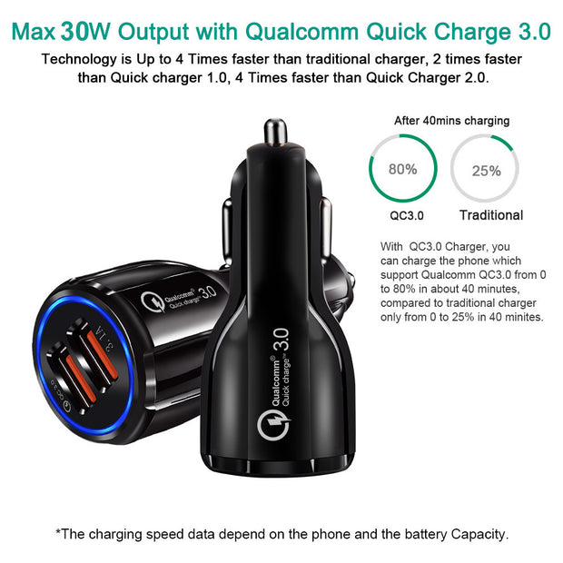 Car Charger 6.0A Light Usb Car Charger Fast Charge Mobile Phone Charging Car