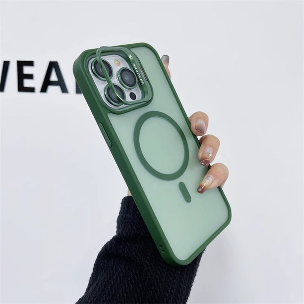 Lens Bracket Magnetic Suction Frosted Silicone Phone Case