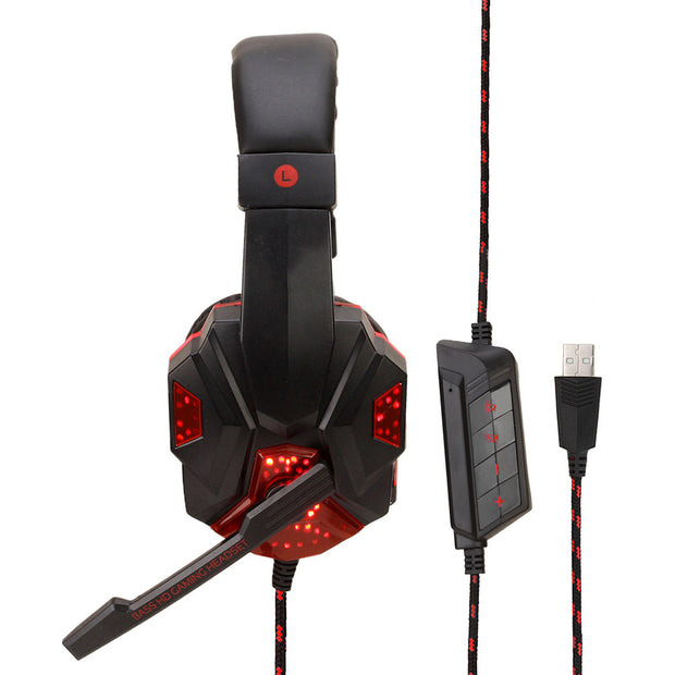 Gaming 7.1 Wire-controlled Headset Light-emitting Headphones