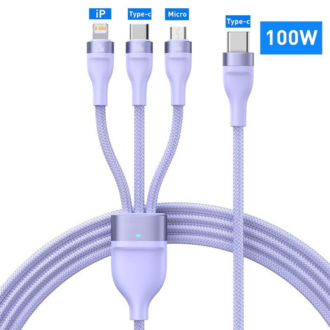 3 In 1 USB C Cable For IPhone 14 Pro 11 Charger Cable 100W