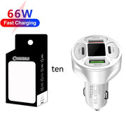 66W 2USB 2Type-c Digital Display Car Charger Support Super Fast Charge