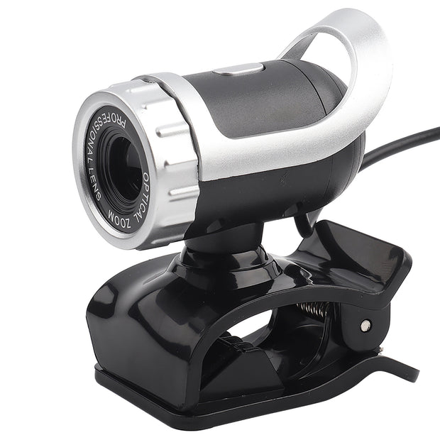 12M Pixels Clip on Webcam Web Camera HD 360° Rotating Stand Built in Microphone for PC Silver