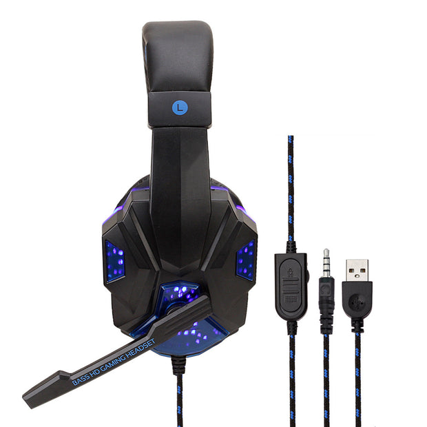 Gaming 7.1 Wire-controlled Headset Light-emitting Headphones